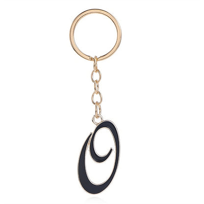 Metal Fashion Letter Keychain Black and Gold Script Design 45