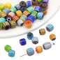 Glaze Millefiori Glass Beads 6mm Striped Colorful Glossy 10pcs 17