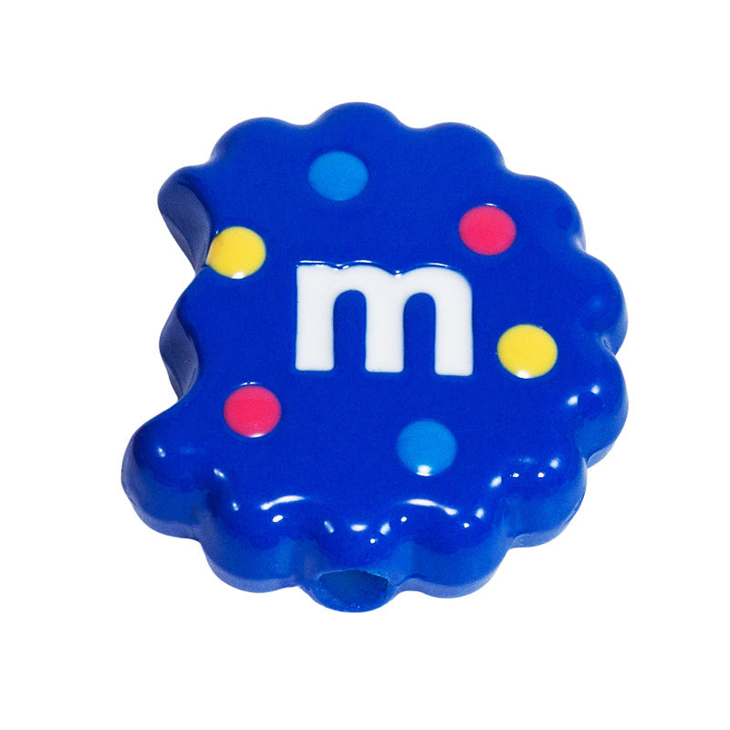 Hand Painted Bitten Cookie Acrylic Beads 22mm Enamel Glossy 10pcs 16