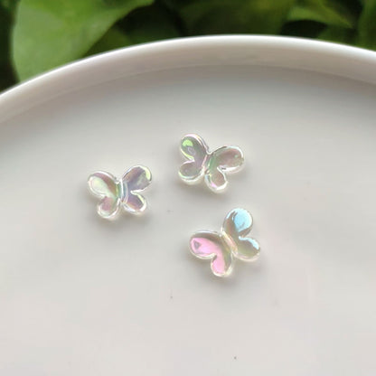 Transparent Butterfly Acrylic Beads 12.4-33mm AB Plating 50pcs 8