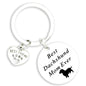 Dachshund Dog Keychain Stainless Steel Engraved Paw Print Charm 8