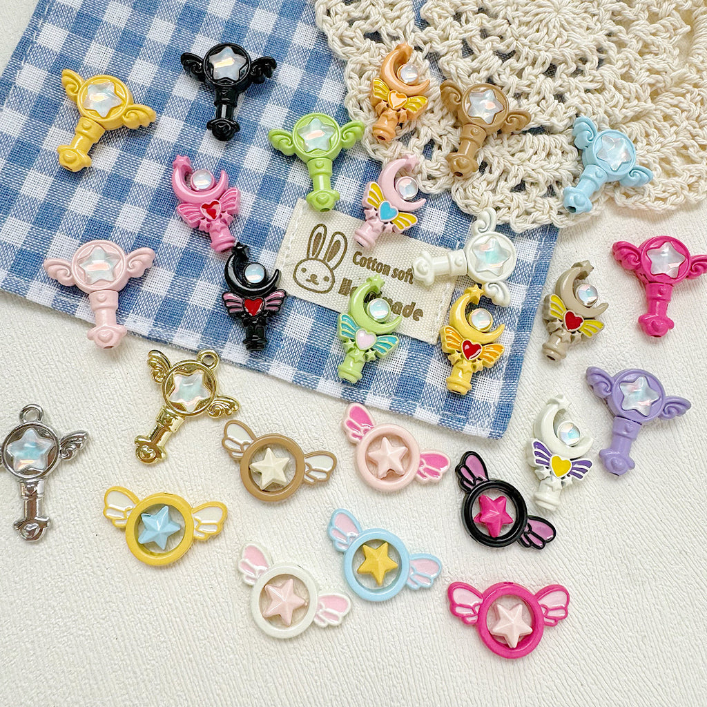 Wand Metal Beads Painted Anime Style Alloy 10pcs