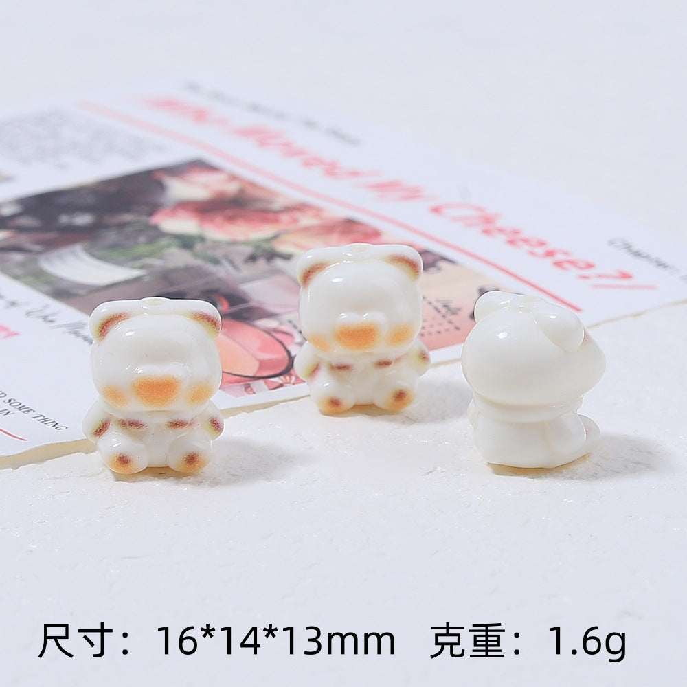 Cute Kitten and Paws Resin Beads Irregular Shape Multicolor 3pcs 7