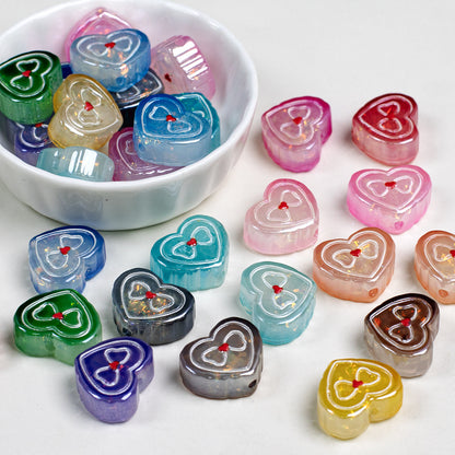 Bow Pattern Heart Resin Beads 20mm Colorful Mixed 10pcs