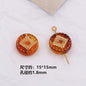 Vintage Amber Transparent Gilded Plum Blossom Acrylic Beads 10pcs 19