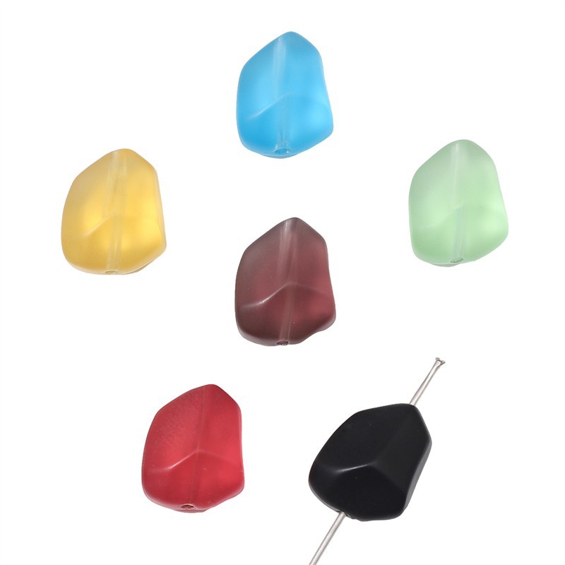 Frosted Flat Stone Glass Beads 12x15mm Matte Mixed Colors 20pcs 5
