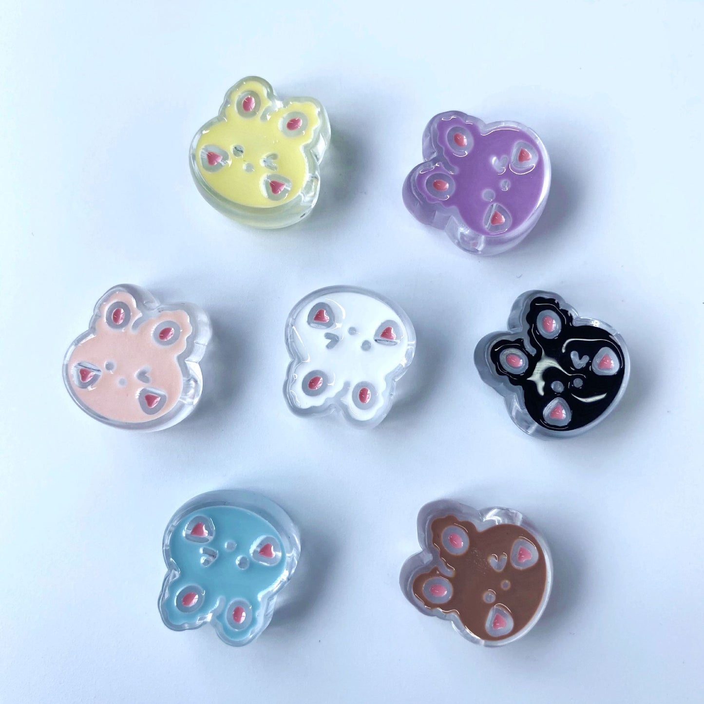 Painted Rabbit Acrylic Beads 24mm Transparent Pastel Colors 100pcs 13