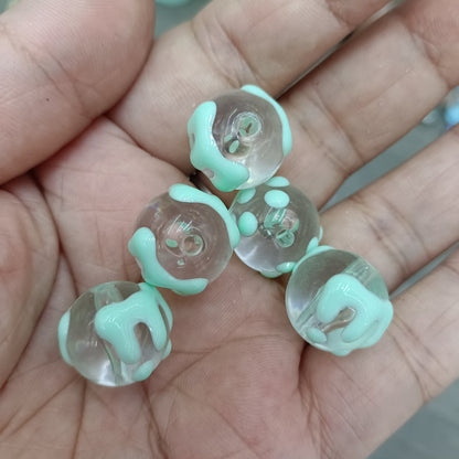 Hand Painted Round Acrylic Beads 16mm Transparent Icing Design 100pcs 12