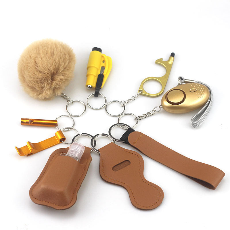 Self Defense Alarm Pompom Keychain Outdoor Safety 10 Pack 15
