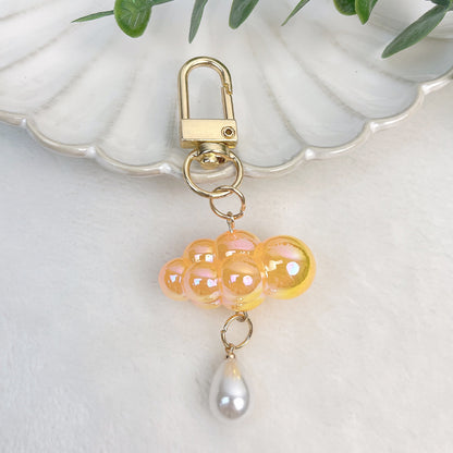Acrylic Pearl Cloud Keychain with Pastel Beads and Gold Clasp 8