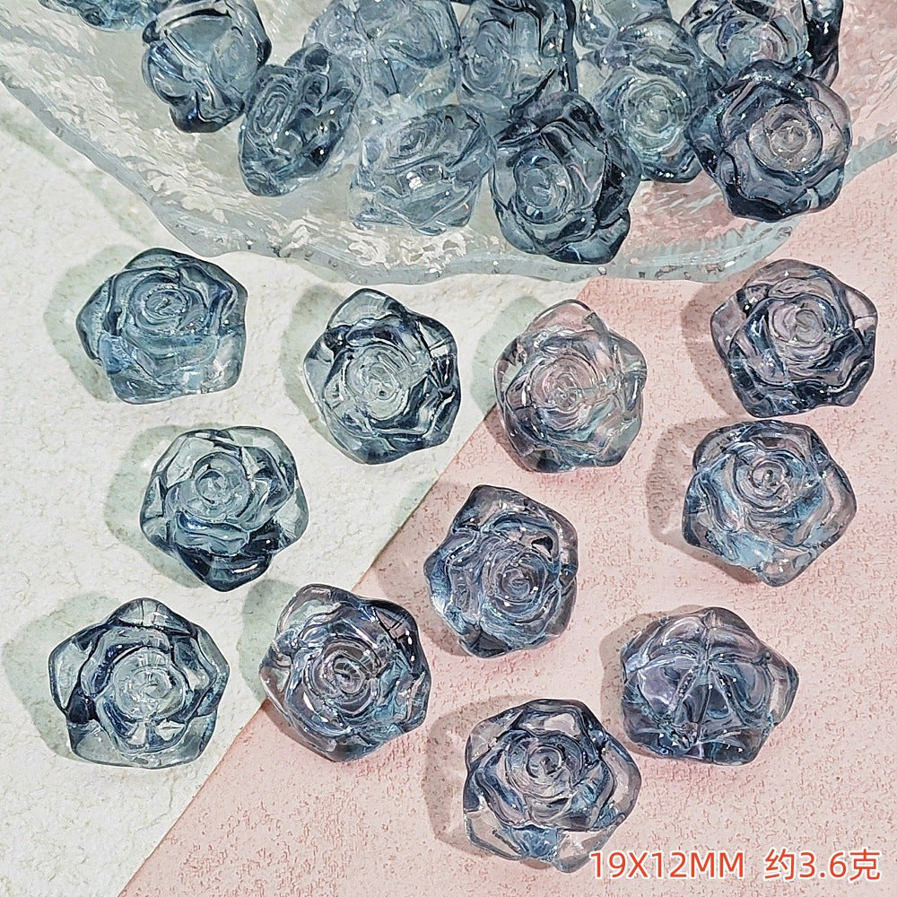 Camellia Glass Beads 19mm Clear Translucent Mixed Colors 50pcs 13