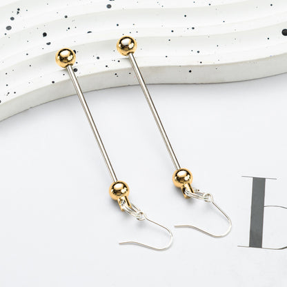 Beadable Earrings Metal Colorful Bar 7.8cm 4.4g Wholesale 7