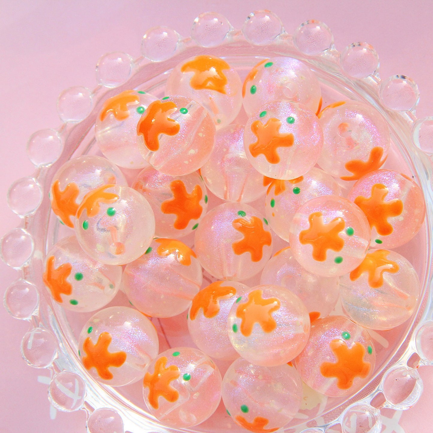 Painted Smiley Face Acrylic Beads 16mm Glow In The Dark 10pcs 7