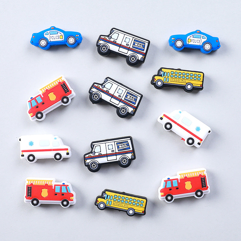 Silicone Focal Beads Mail Police Fire Ambulance School Bus 20pcs