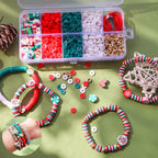 Christmas Heishi Clay Beads 6mm Polymer Holiday Motifs 1box 10grids