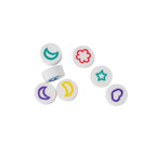 Flat Round Clay Beads 9mm Star & Moon Pattern Polymer 100pcs 5
