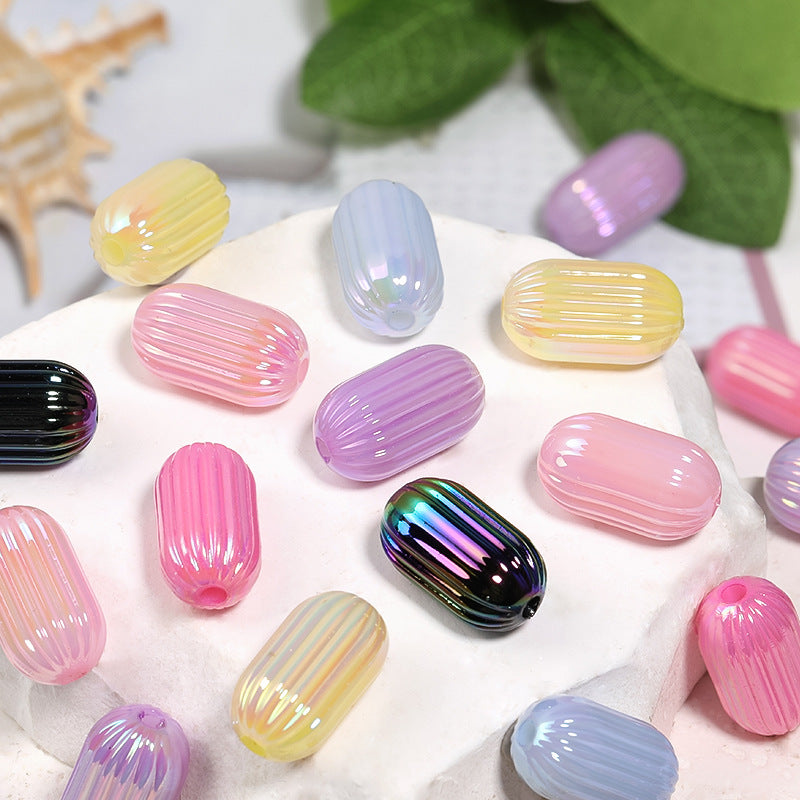 UV Plating Irregular Lantern Acrylic Beads 17x10mm Colorful Gradient 50pcs 4