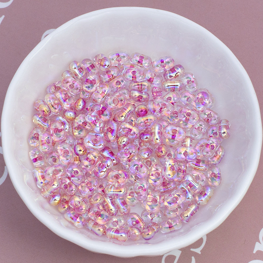 Acrylic Peanut Spacer Beads 4x6mm Transparent Plating Filled 50pcs