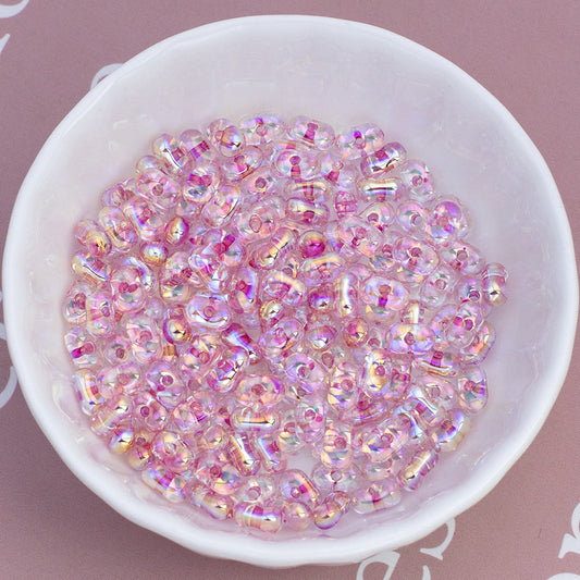 Acrylic Peanut Spacer Beads 4x6mm Transparent Plating Filled 50pcs