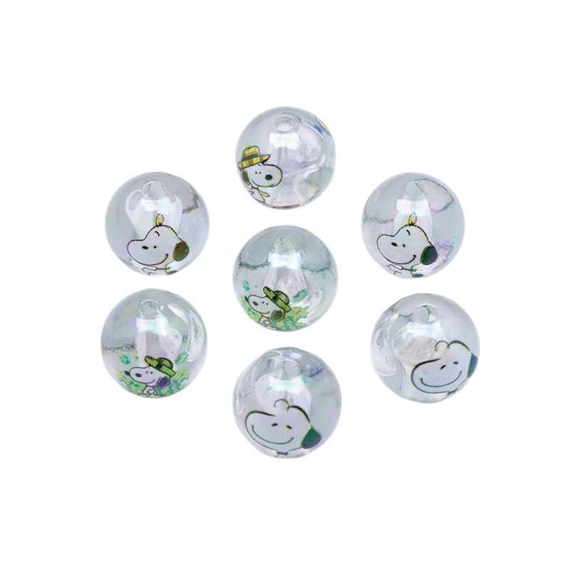 Clear Round Acrylic Beads 16mm Snoopy Pattern 50pcs 5