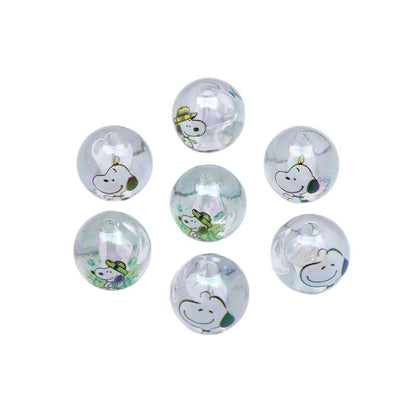 Clear Round Acrylic Beads 16mm Snoopy Pattern 50pcs 5