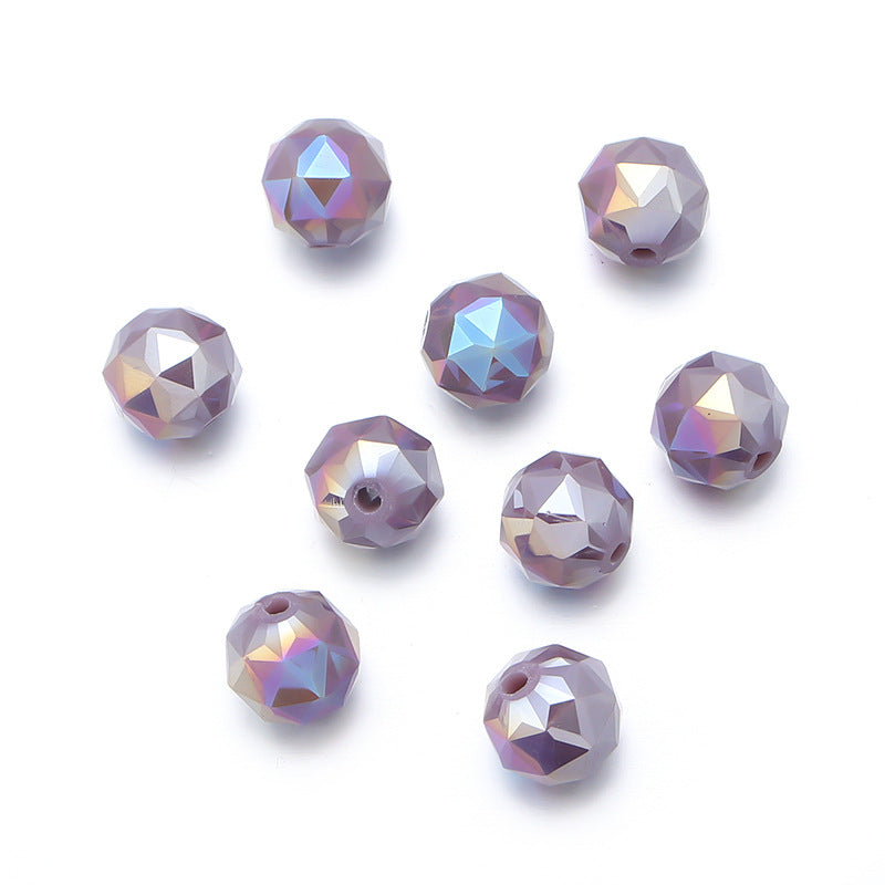 Faceted Round Glass Beads 10mm Cut Surface Multicolor 20pcs 13
