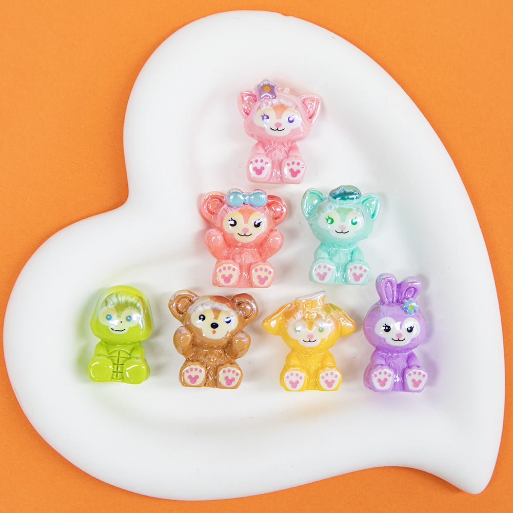 Plating 3D Animal Resin Beads Charming Glossy Disney Series 10pcs 3