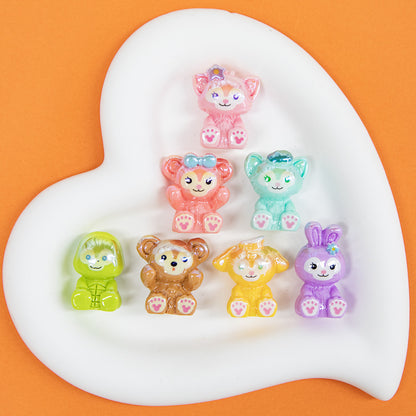 Plating 3D Animal Resin Beads Charming Glossy Disney Series 10pcs 3