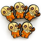Silicone Focal Beads Halloween Stitched Doll Holding Pumpkin Lollipop 20pcs 3