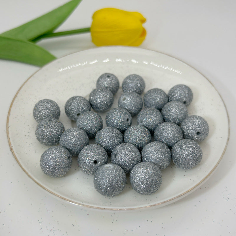 Glitter Round Acrylic Beads 16mm Colorful Powder Wrapped 50pcs 11