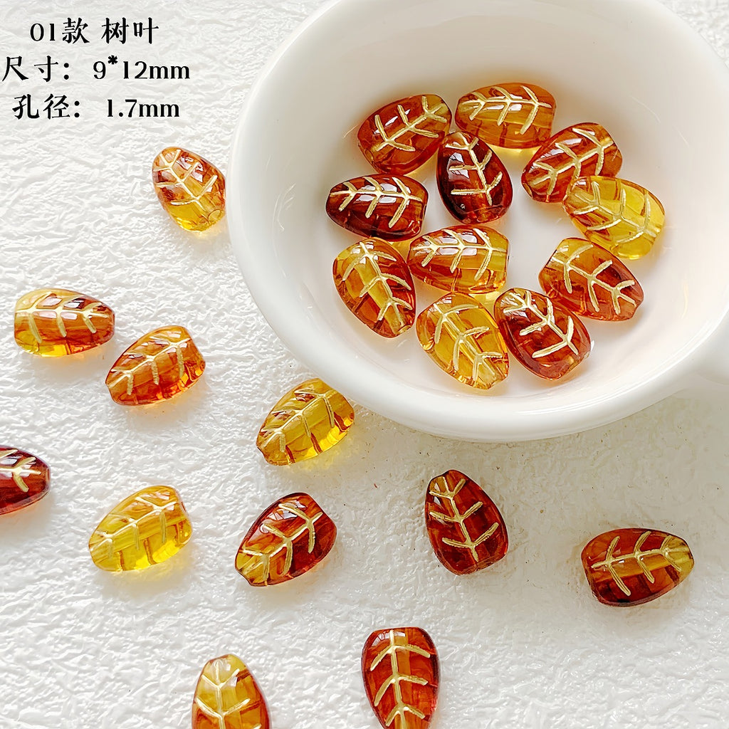 Vintage Flower Oval Acrylic Beads Transparent Gold Accents 1pc 3