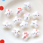 White Hello KT Star Acrylic Beads 20mm Cute Expression 20pcs 2