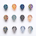Electroplated Skull Head Glass Beads 8mm x 10mm Iridescent 30pcs