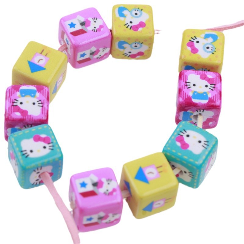 Candy Colored Hello Kitty Square Acrylic Beads 15mm Lively 10pcs 3