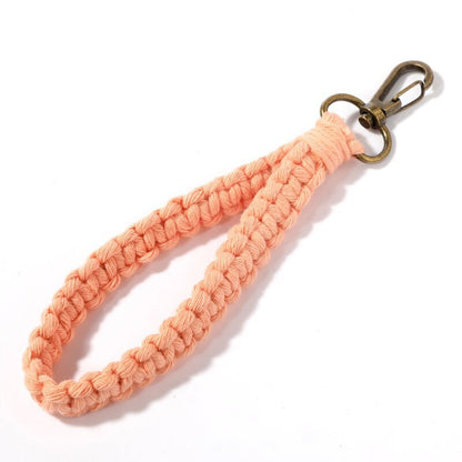 Woven Cotton Rope Wristlet Keychain Pastel Autumn Colors 9