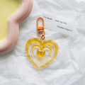 Resin Colored Hollow Heart Keychain Glossy Layered Design 6