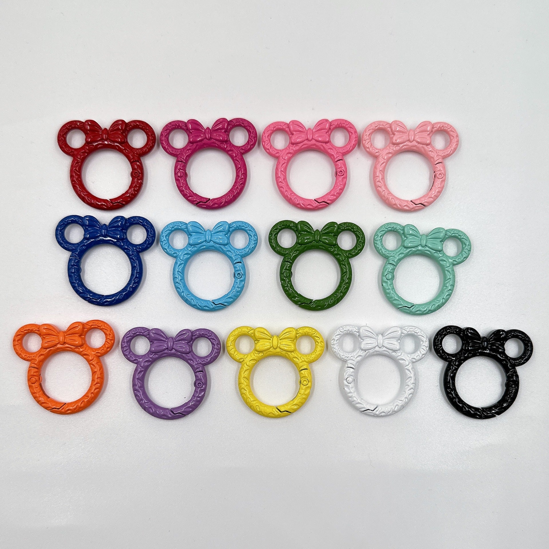 Zinc Alloy Mickey Head Spring Keyrings 28mm Colorful Painted 10pcs 4