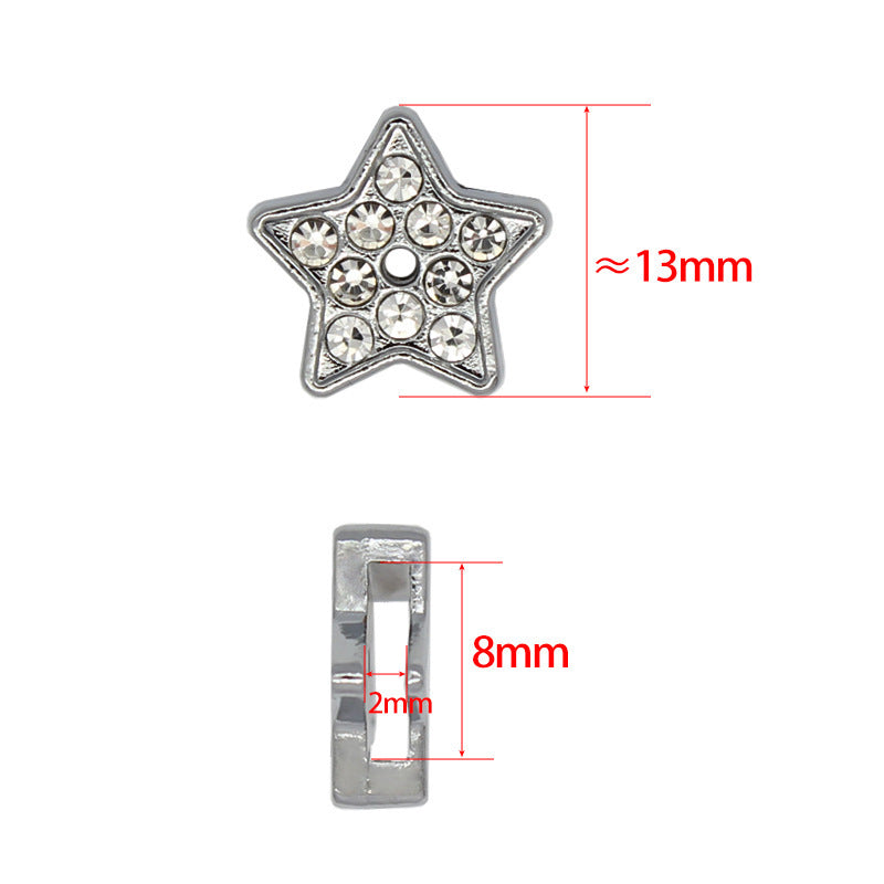 Chrome Alloy Rhinestone Beads Star Heart Crown Shapes 4pcs 5