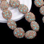 Egg Shaped Rhinestone Beads 23mm Polymer Clay Full Pave Blue Brown 6pcs 2