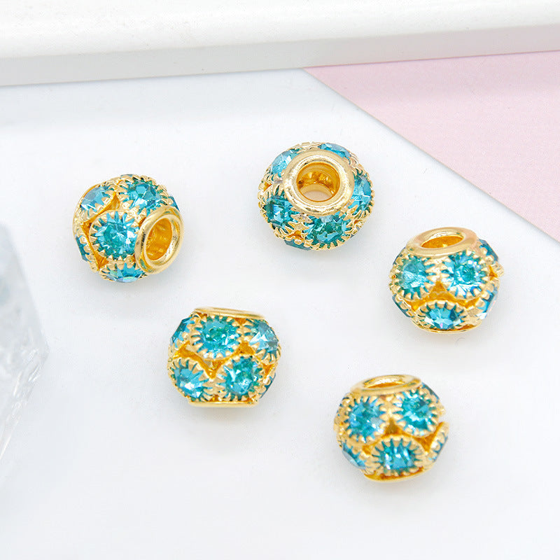 Metal Rhinestone Hollow Spacer Beads 8mm 50pcs 20