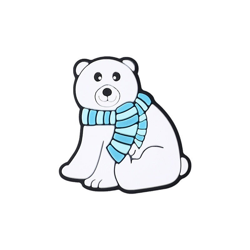 Silicone Focal Beads Snow Polar Bear Penguin Winter Snowman Scarf 20pcs 4