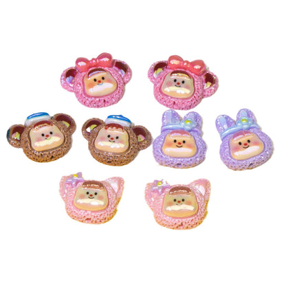 Plating Cute Duoduo Girl Series Resin Beads Glossy Animal Faces 10pcs 5