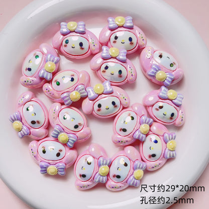 Glossy Sanrio Character Resin Beads 2.5mm Hole Pastel Colors 5pcs 10