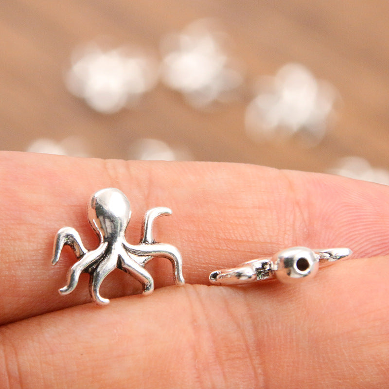 Octopus Metal Beads 14mm Antique Silver Tone 100pcs 3
