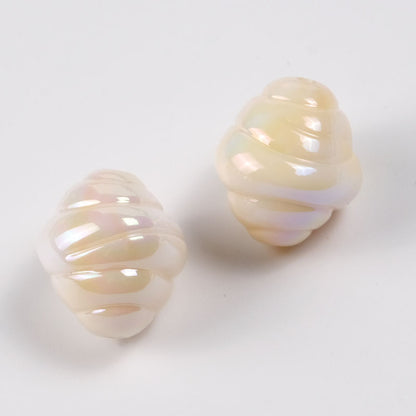 Pastel Cow Horn Wrapped Acrylic Beads 17mm Iridescent Finish 50pcs 5
