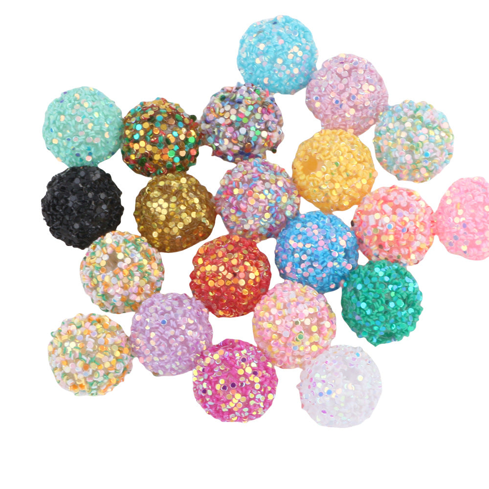 Glitter Bubblegum Beads 20mm Powder Coated Multicolor Round 20pcs 5