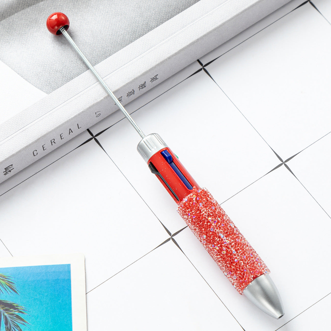 Beadable Pen Four Color Plastic Sugar Bead Design 4 In 1 9