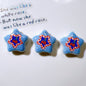 Denim Blue Star Acrylic Beads 26mm Glossy Red Accents 10pcs 10
