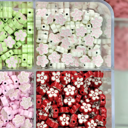 Flower Metal Beads 10mm Baking Painted Two-Color Zinc Alloy 10pcs 4