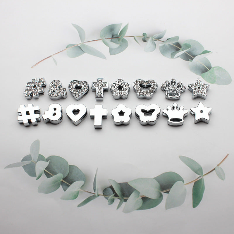 Chrome Alloy Rhinestone Beads Star Heart Crown Shapes 4pcs 3